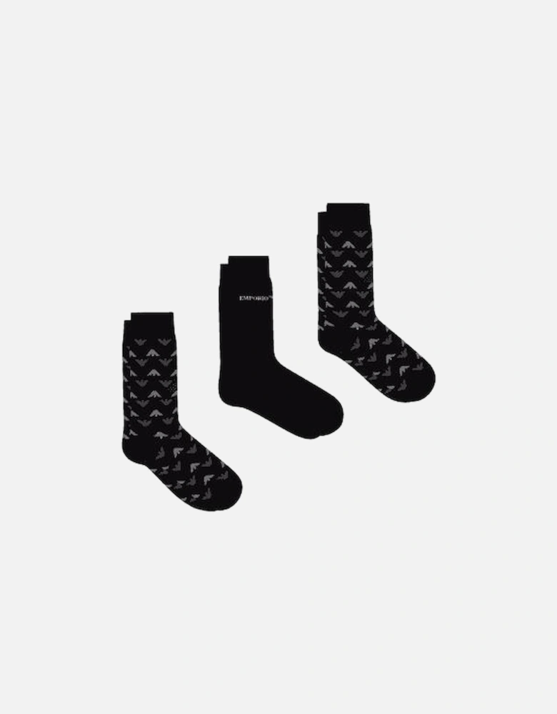 Cotton Eagle Logo Black Socks in Gift Box