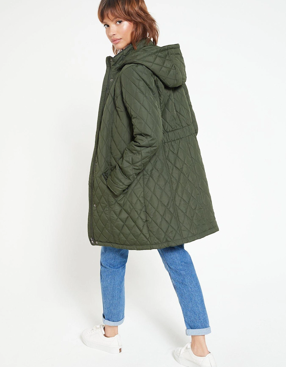 Quilted Shower Resistant Jacket - Khaki
