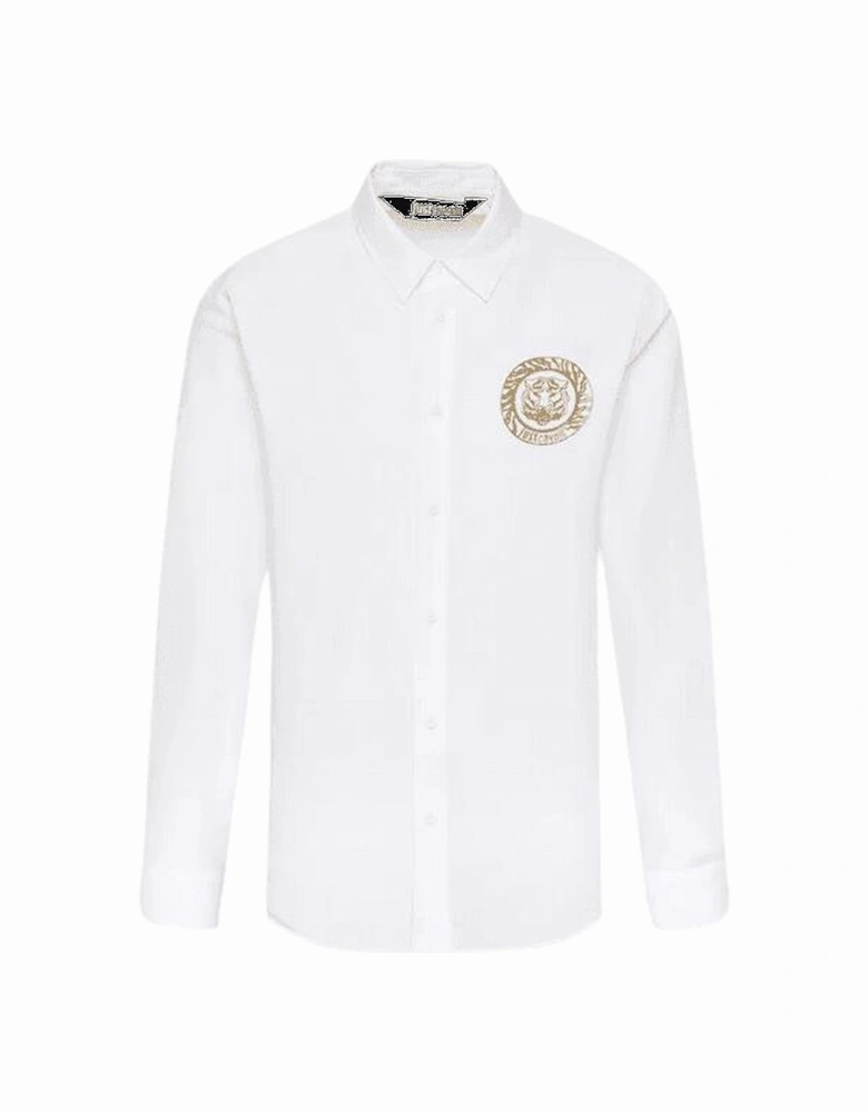 Tiger Print Woven White Button Up Shirt