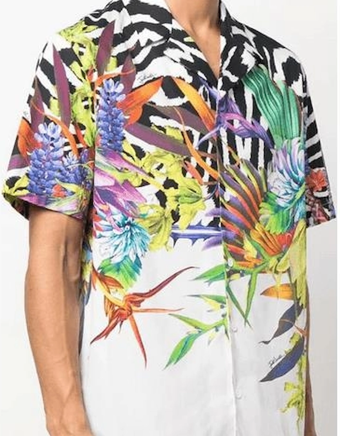 Flower Print Half Sleeve Button Up Shirt