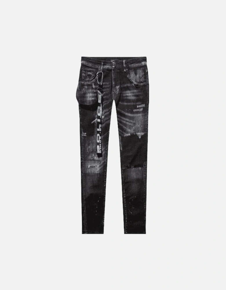 LAT 880 Slim Fit Black Ripped Wash Jeans