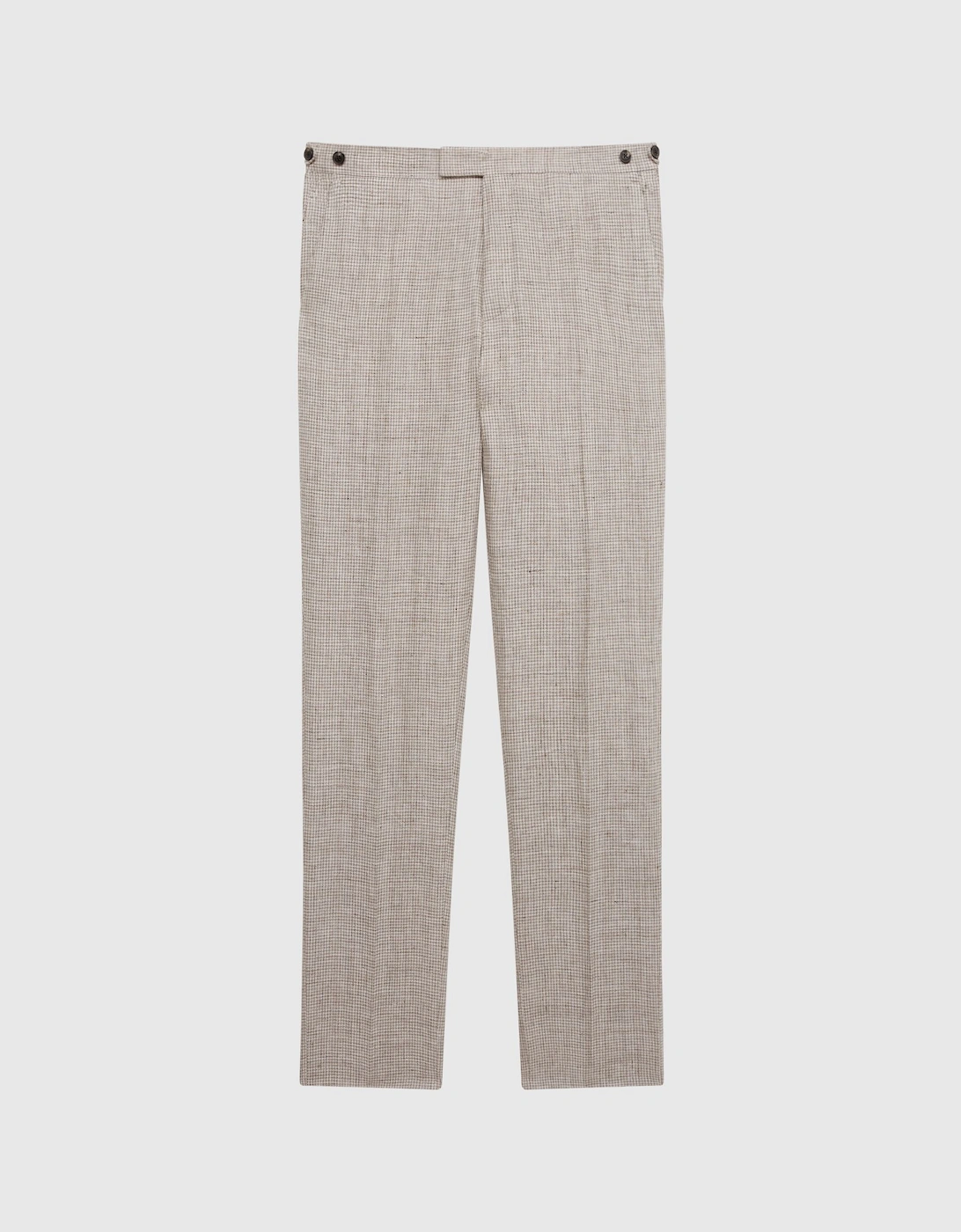 Slim Fit Linen Puppytooth Trousers, 2 of 1