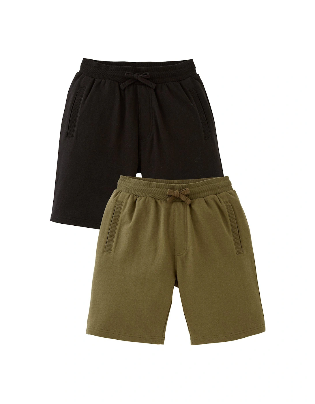 Boys Cotton Rich Essential 2 Pack Jogger Shorts - Black/khaki, 6 of 5