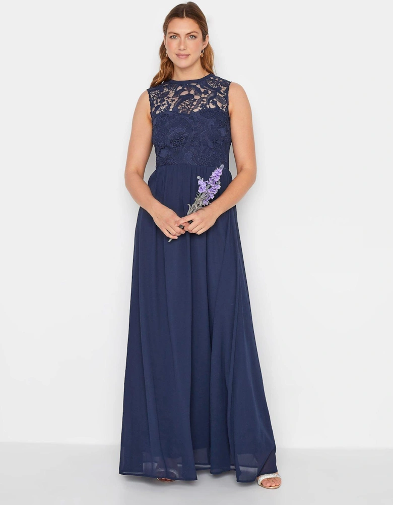 Navy Lace Detail Midaxi Dress