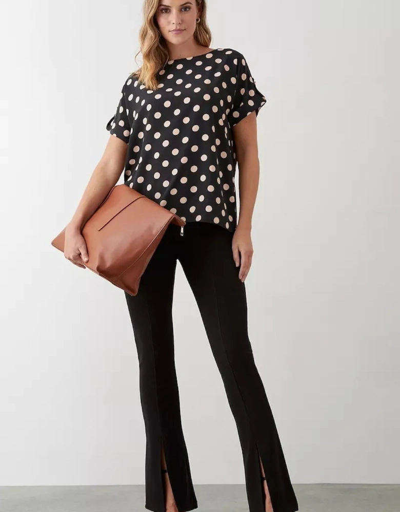 Womens/Ladies Spotted Roll Sleeve Blouse