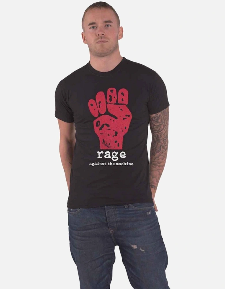 Unisex Adult Red Fist Back Print Cotton T-Shirt