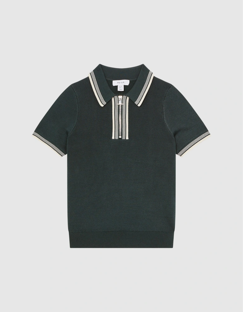 Half-Zip Striped T-Shirt