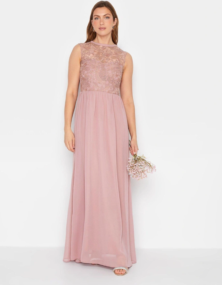 Blush Lace Chiffon Maxi Dress