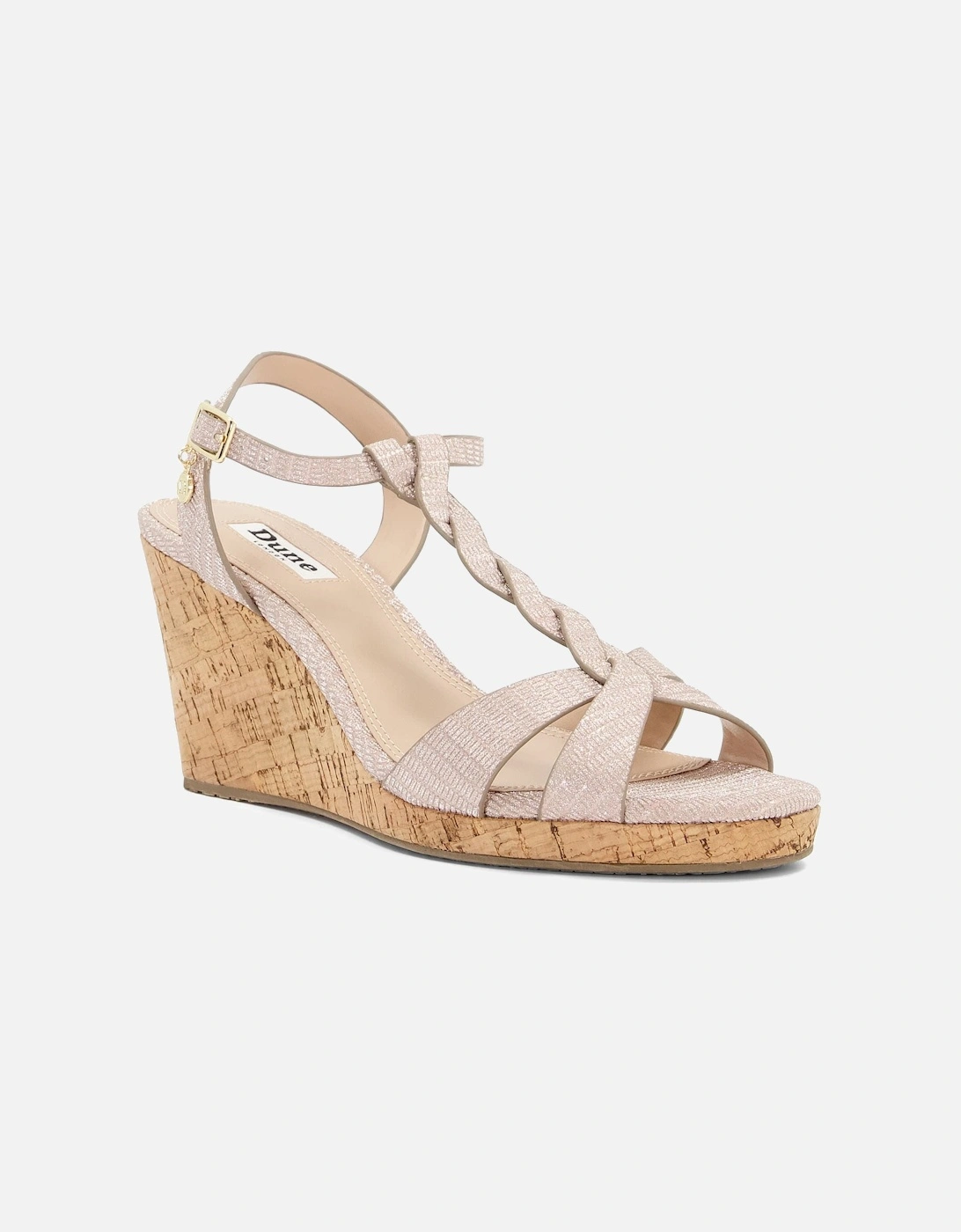 Ladies Koala - Plait T-Bar Strap Cork Wedge Heel, 7 of 6