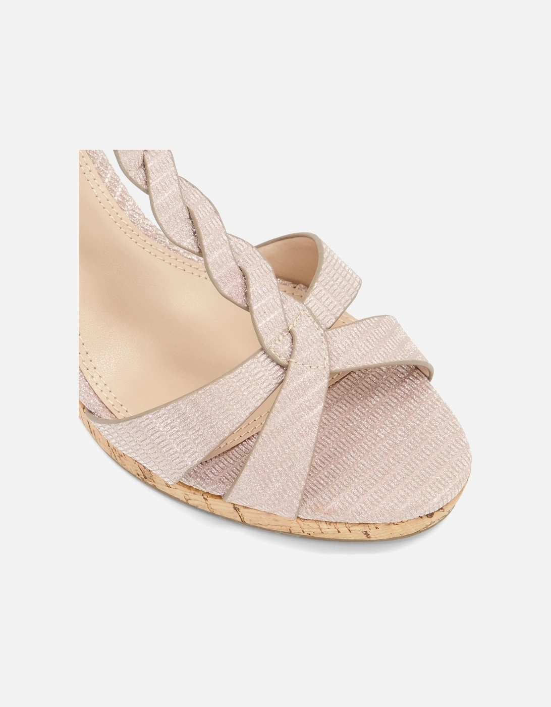 Ladies Koala - Plait T-Bar Strap Cork Wedge Heel