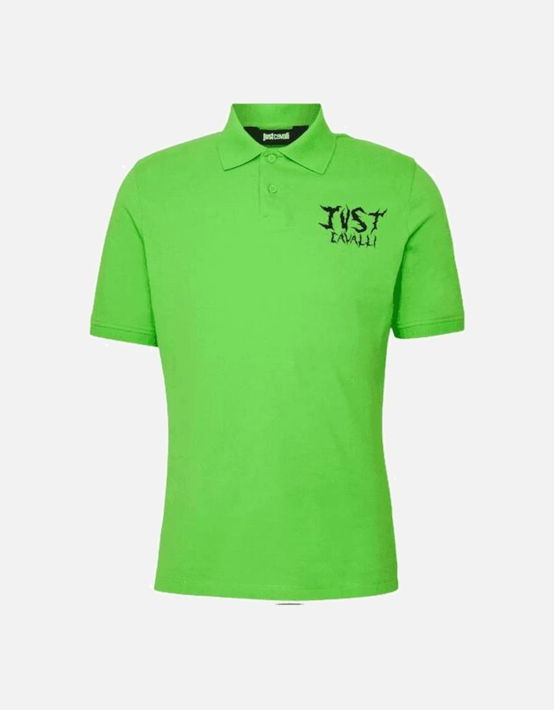 Flame Logo Cotton Green Polo Shirt