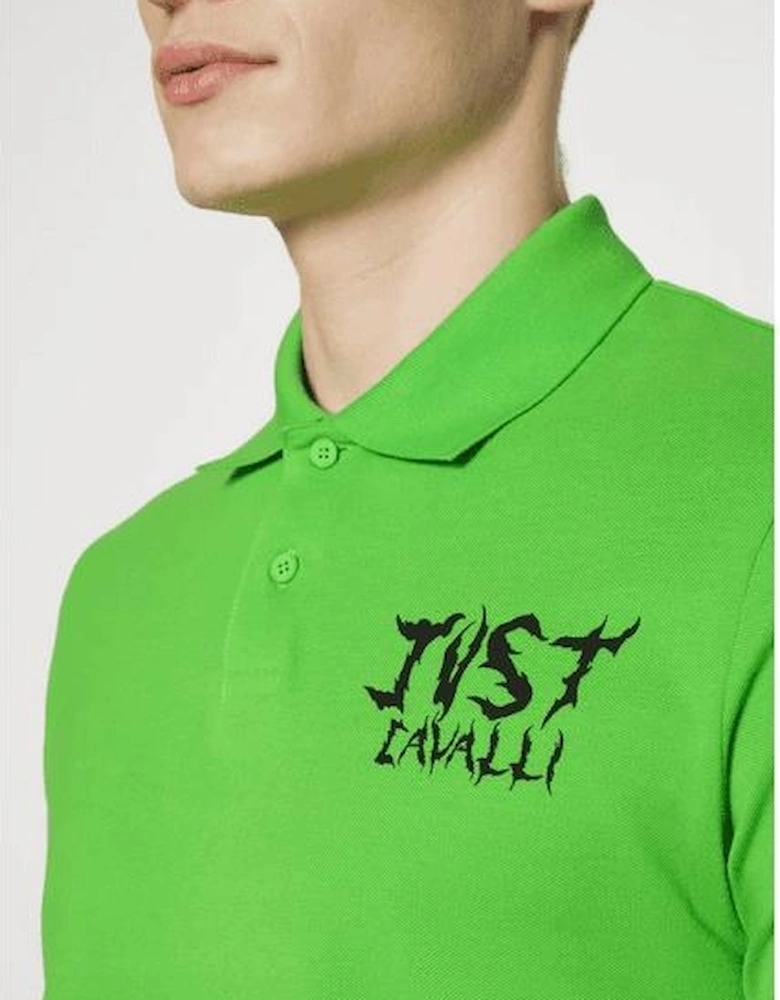 Flame Logo Cotton Green Polo Shirt