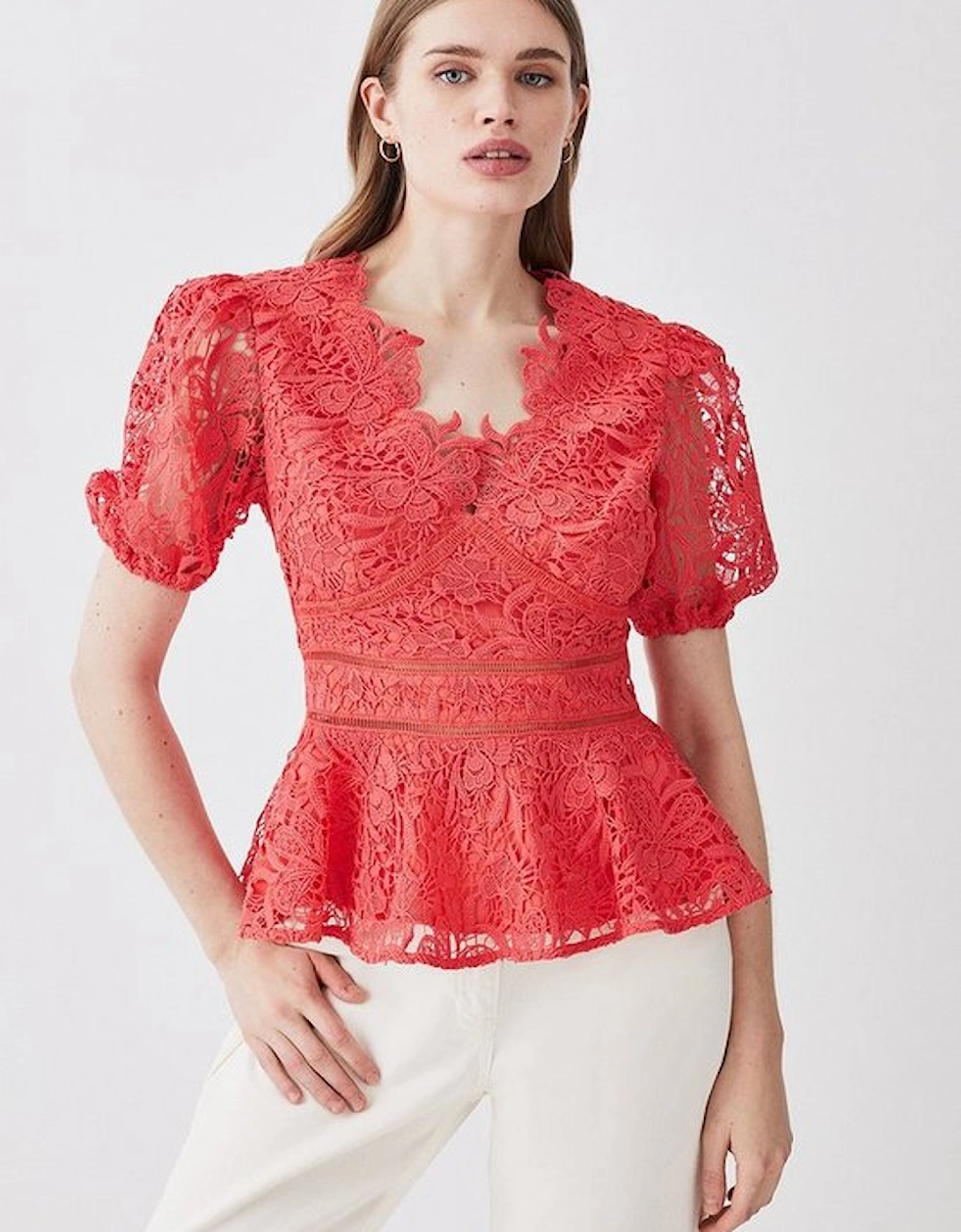 Guipure Lace V Neck Woven Top, 5 of 4