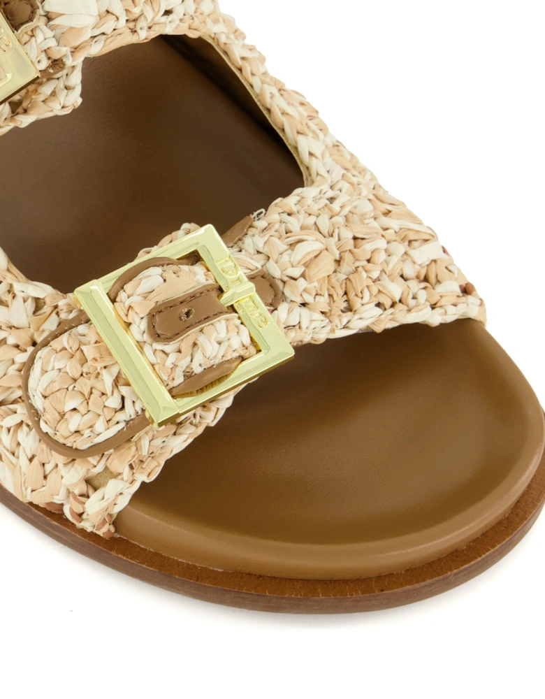 Ladies Lolitas - Buckle-Detail Flat Raffia Sandals