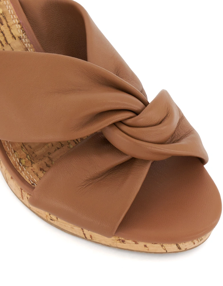 Ladies Kacee - Knot-Detail Cork-Wedge Sandals