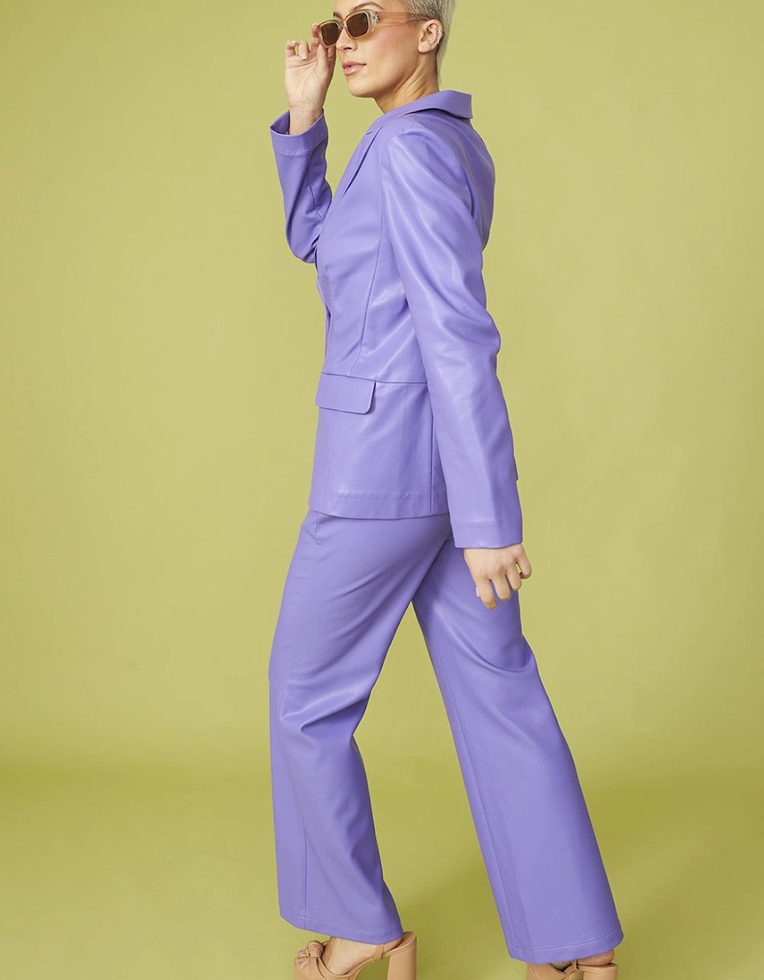 Purple Eco Leather Trousers