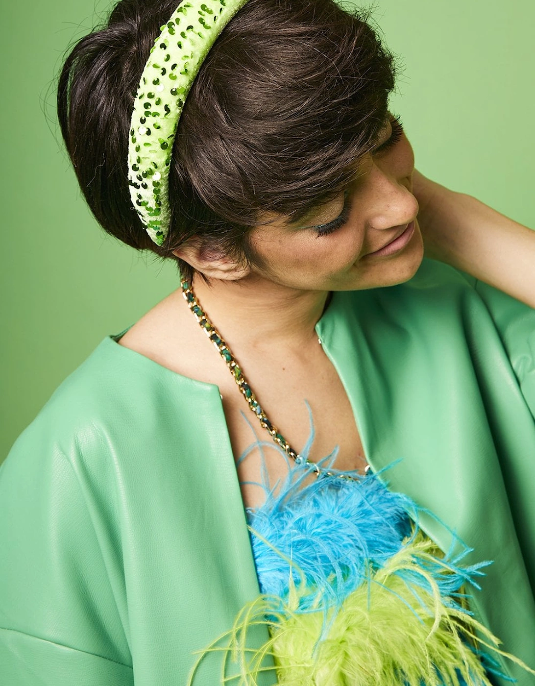 Green Padded Sequin Headband