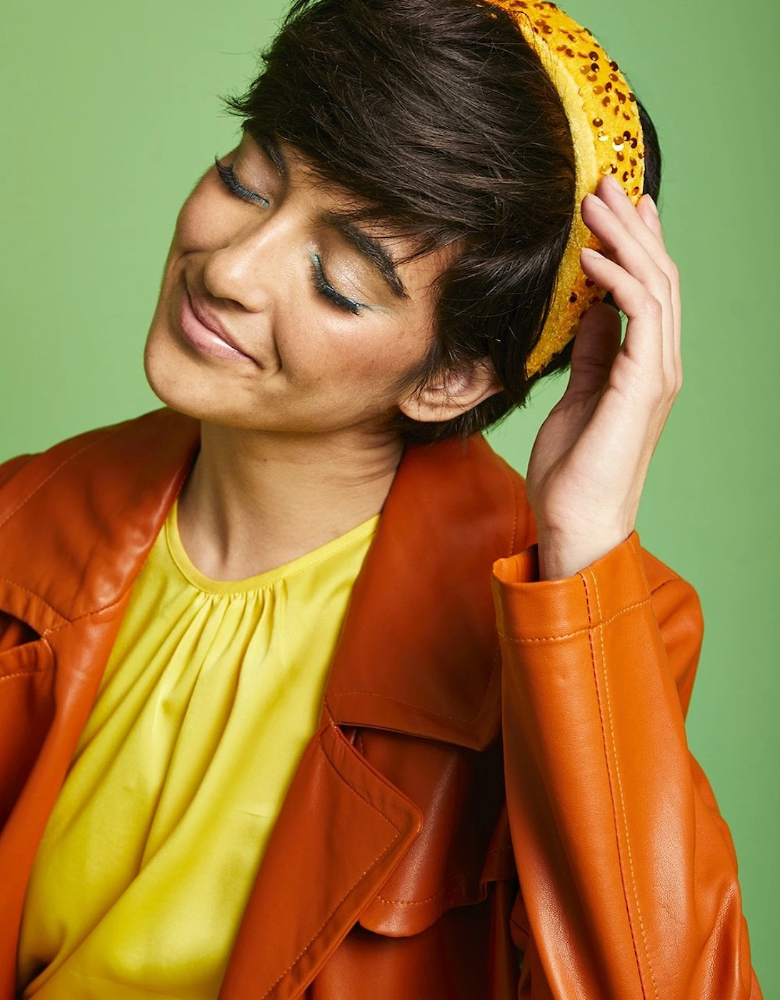 Yellow Padded Sequin Headband