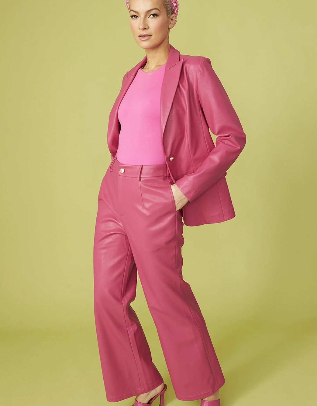 Pink Eco Leather Trousers