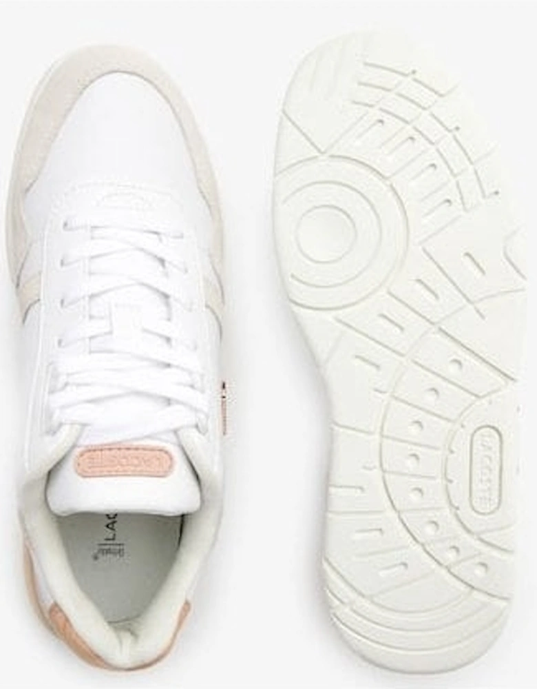 Women's White & Pink T-Clip Trainers