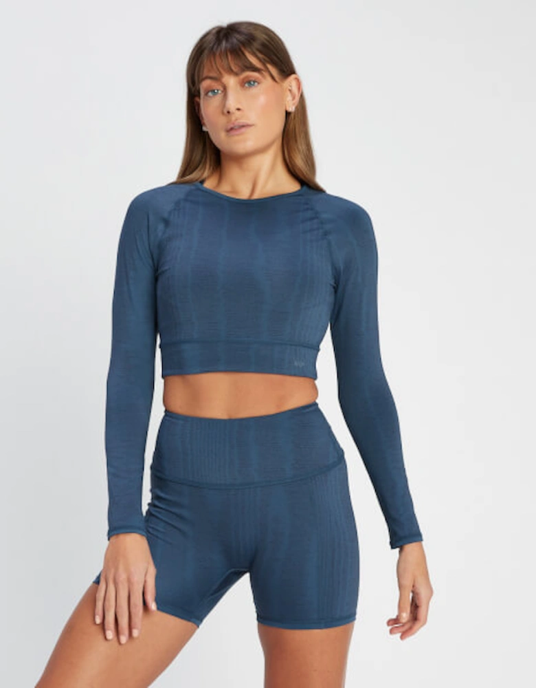 Women's Tempo Reversible Long Sleeve Crop Top - Deep Slate