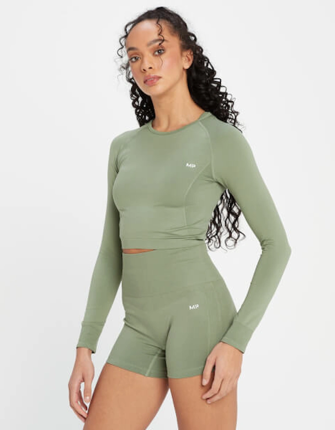 Women's Shape Seamless Long Sleeve Crop Top - Washed Jade, 2 of 1