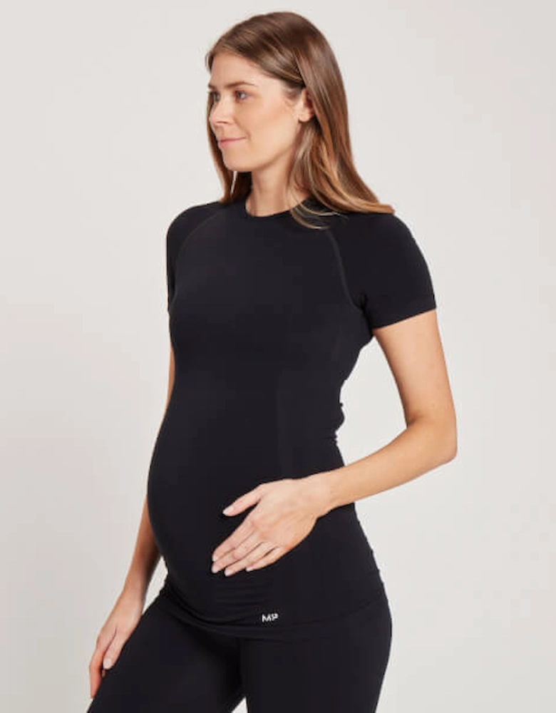 Women's Maternity Seamless Short Sleeve T-Shirt - Black