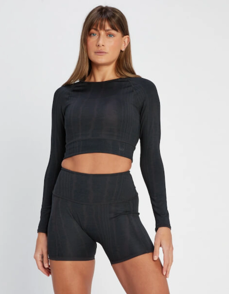 Women's Tempo Reversible Long Sleeve Crop Top - Black