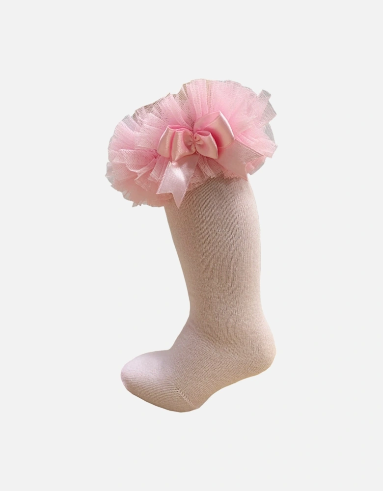 Pink Knee High Tulle Socks