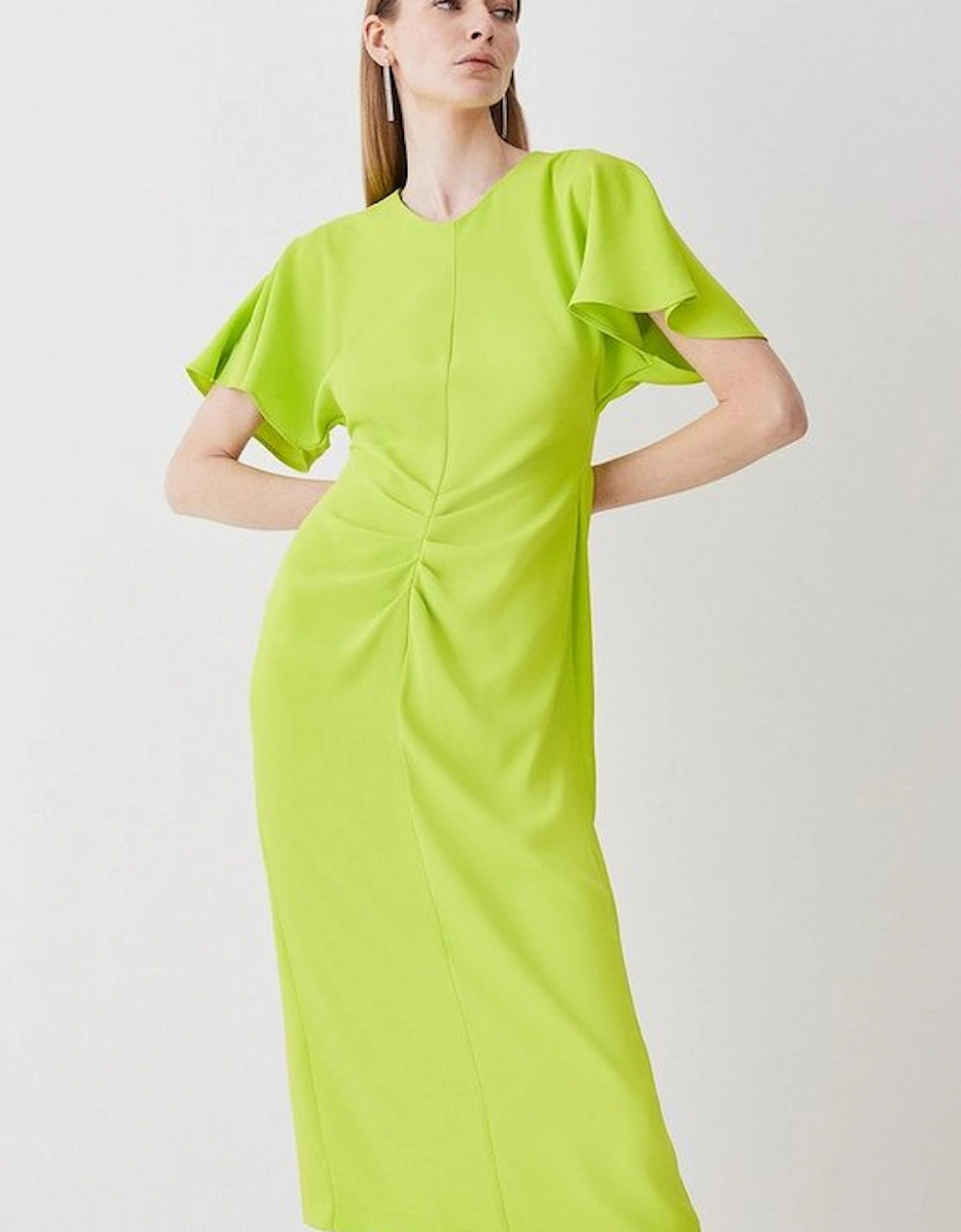 Petite Ruched Front Crepe Midi Dress, 5 of 4