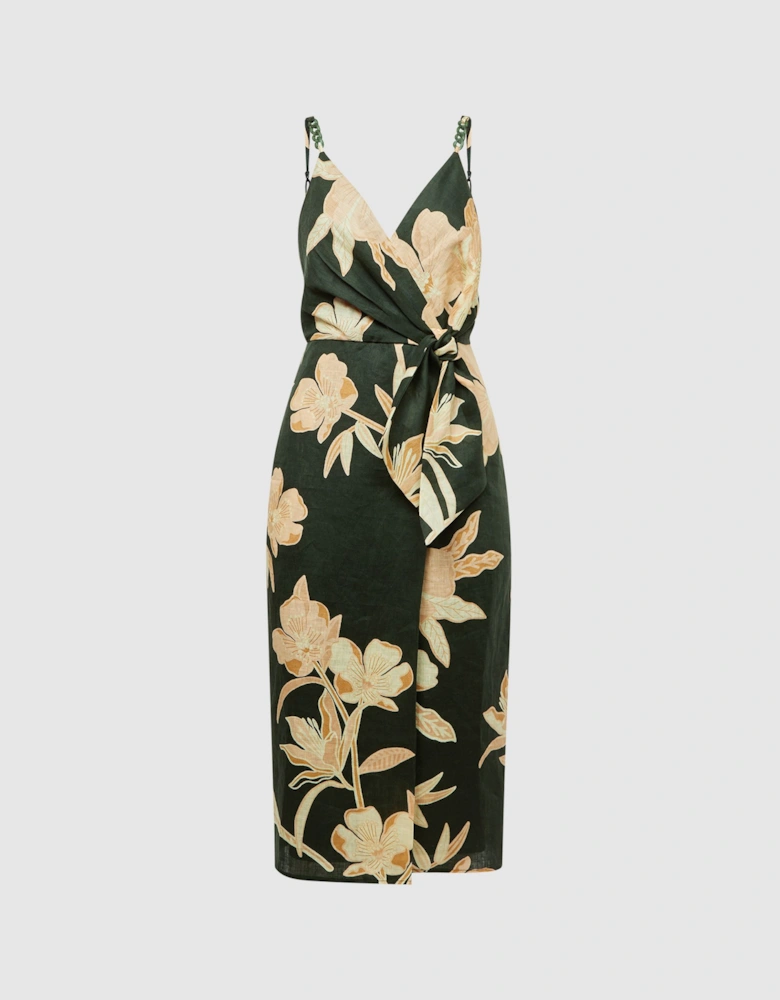Fitted Floral Print Midi Dress