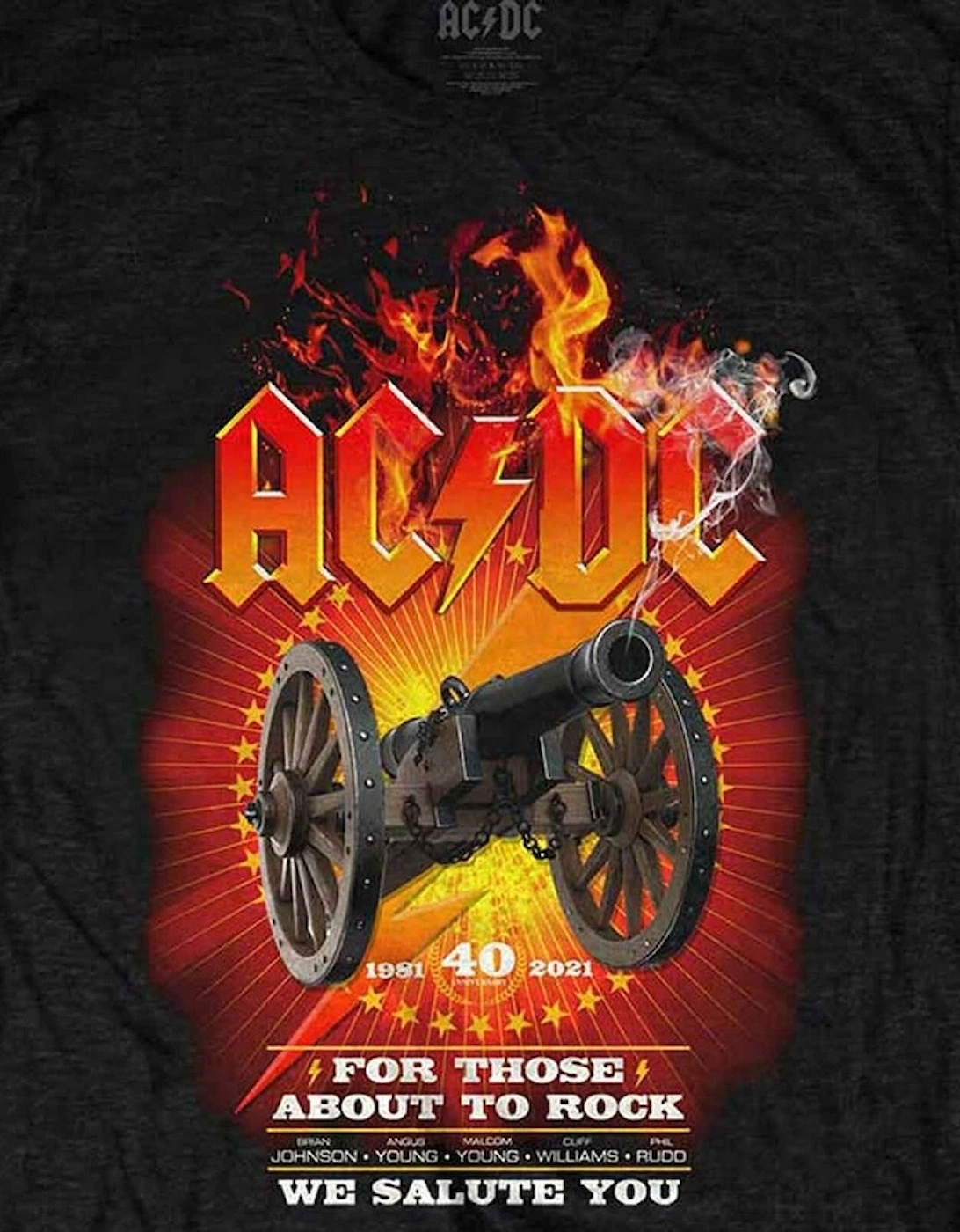 Unisex Adult For Those About To Rock 40th Flames Cotton T-Shirt