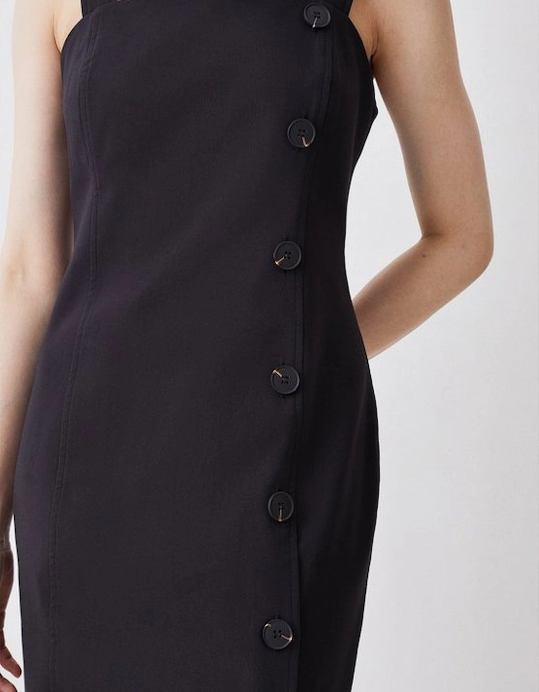 Tailored Button Detail Midi Dress