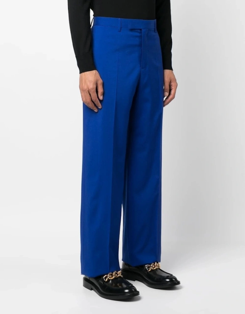 Silk Blend Wool Trousers Blue