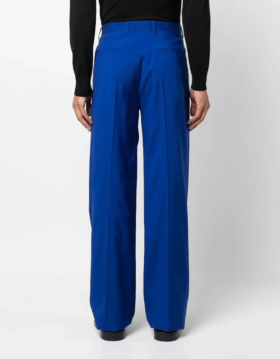 Silk Blend Wool Trousers Blue