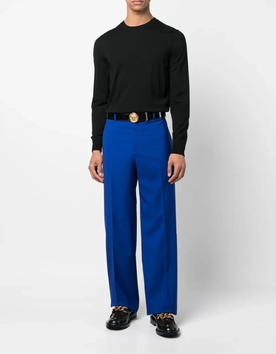 Silk Blend Wool Trousers Blue