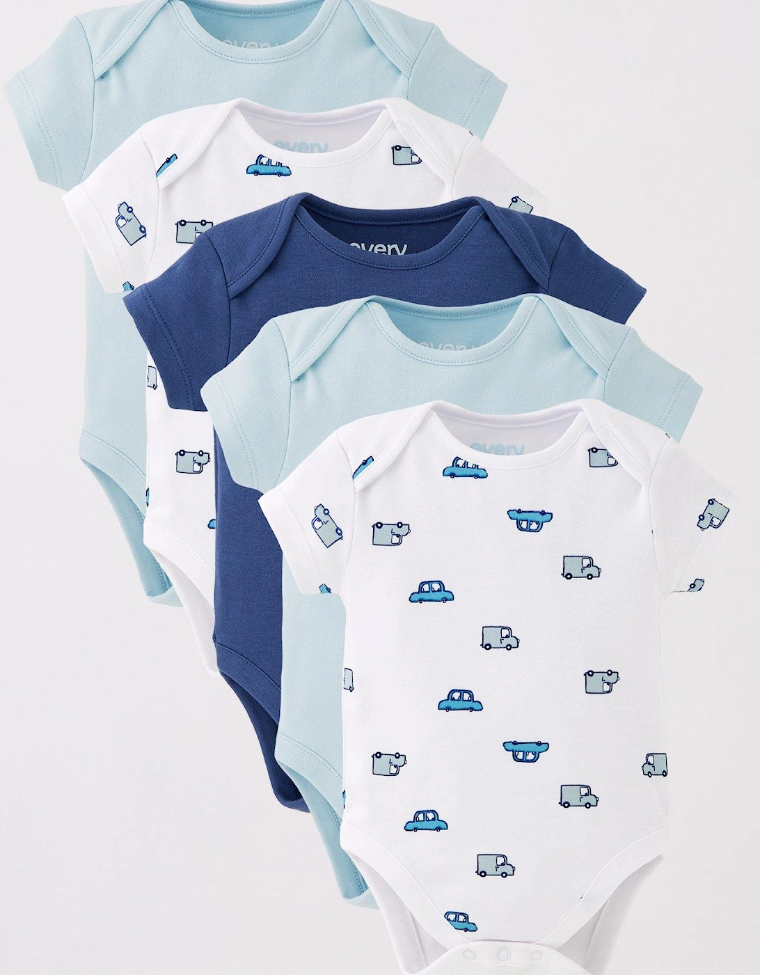 Baby Boys 5 Pack Bodysuits - Blue, 3 of 2