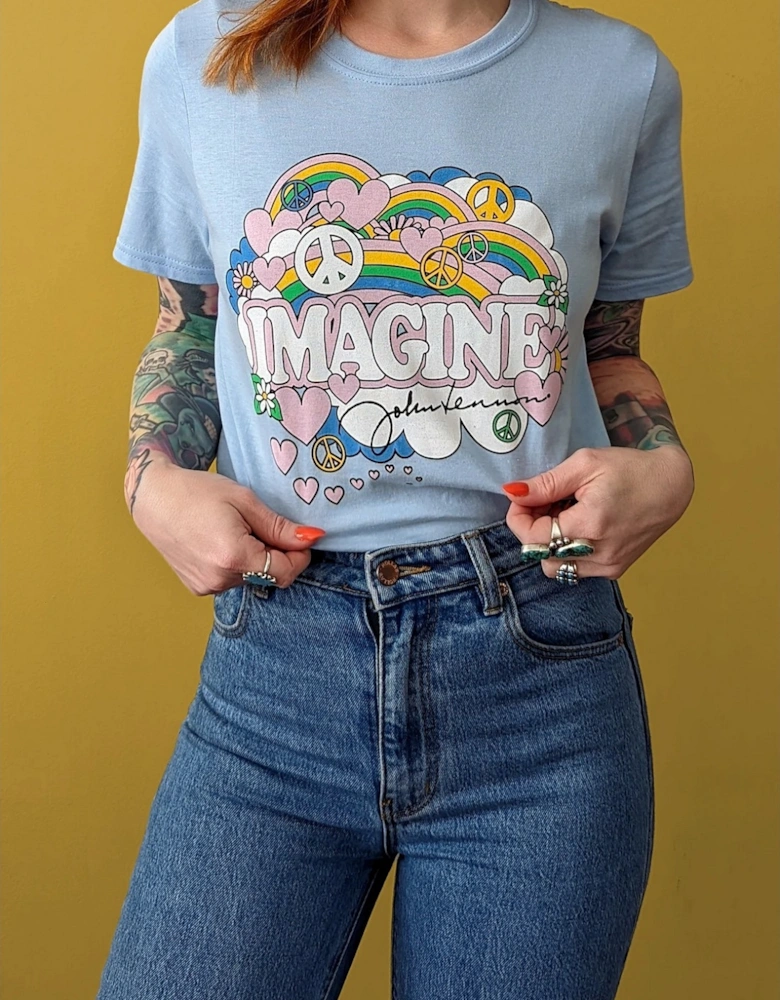 Womens/Ladies Rainbows, Love & Peace Cotton T-Shirt