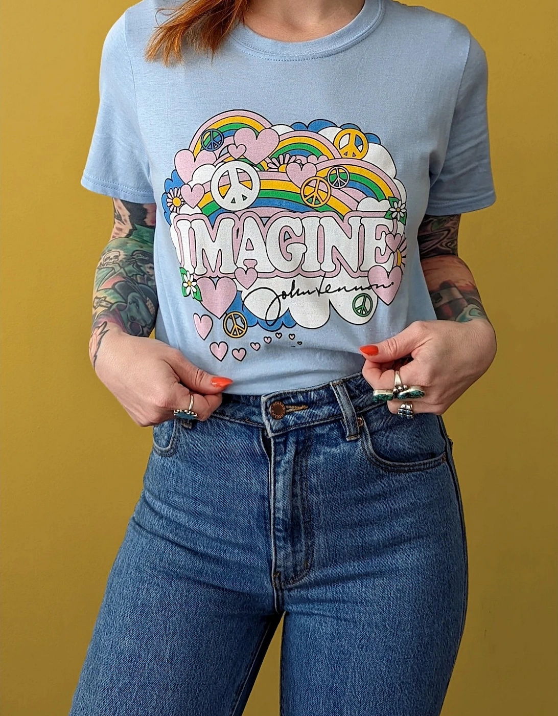 Womens/Ladies Rainbows, Love & Peace Cotton T-Shirt