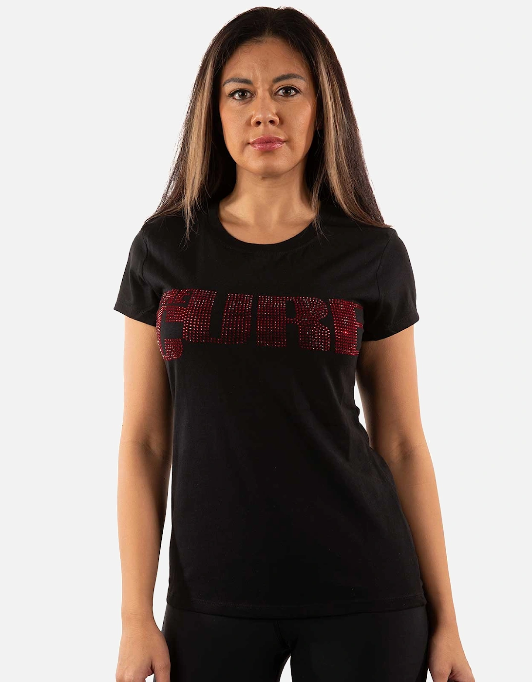 Womens/Ladies Embellished Logo T-Shirt