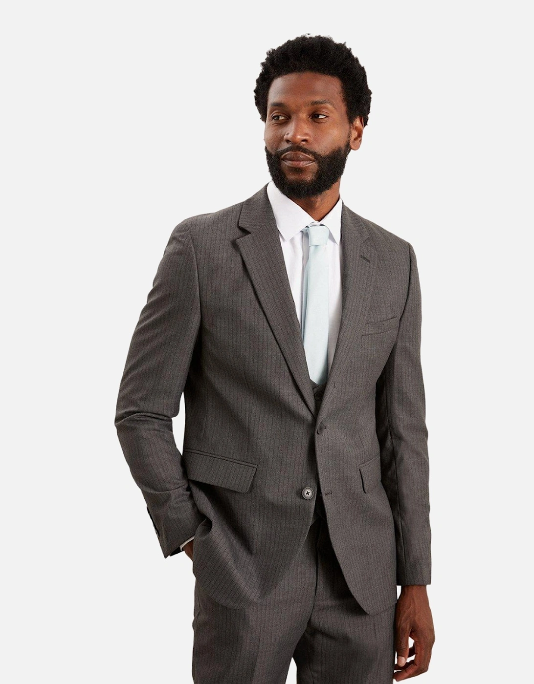 Mens Herringbone Slim Suit Jacket, 5 of 4