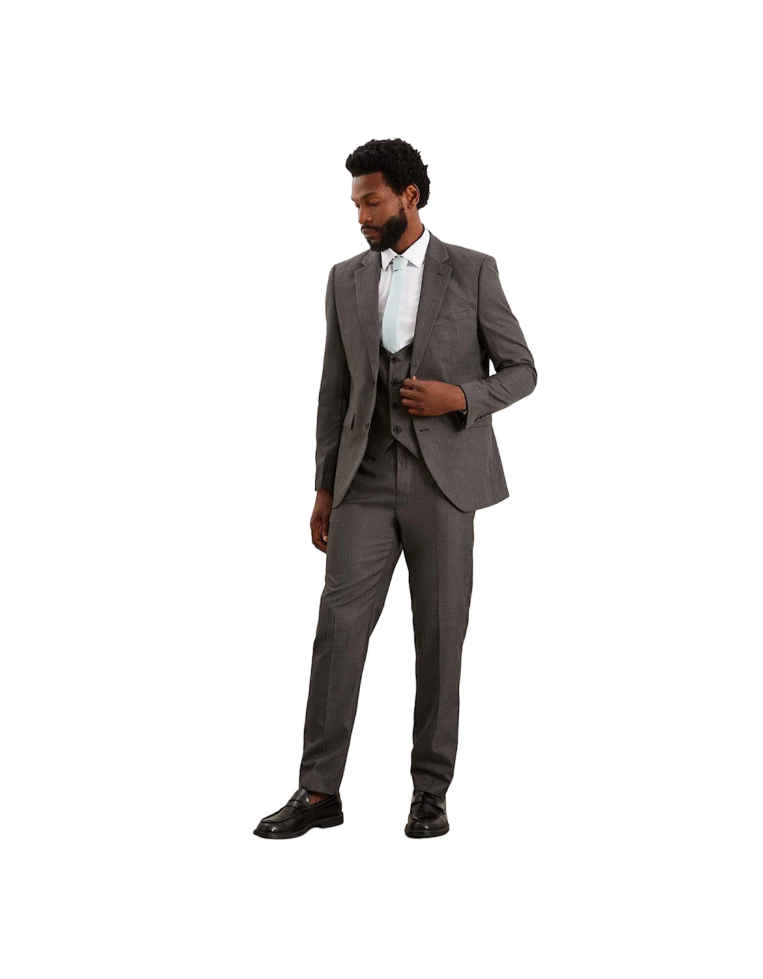 Mens Herringbone Slim Suit Jacket