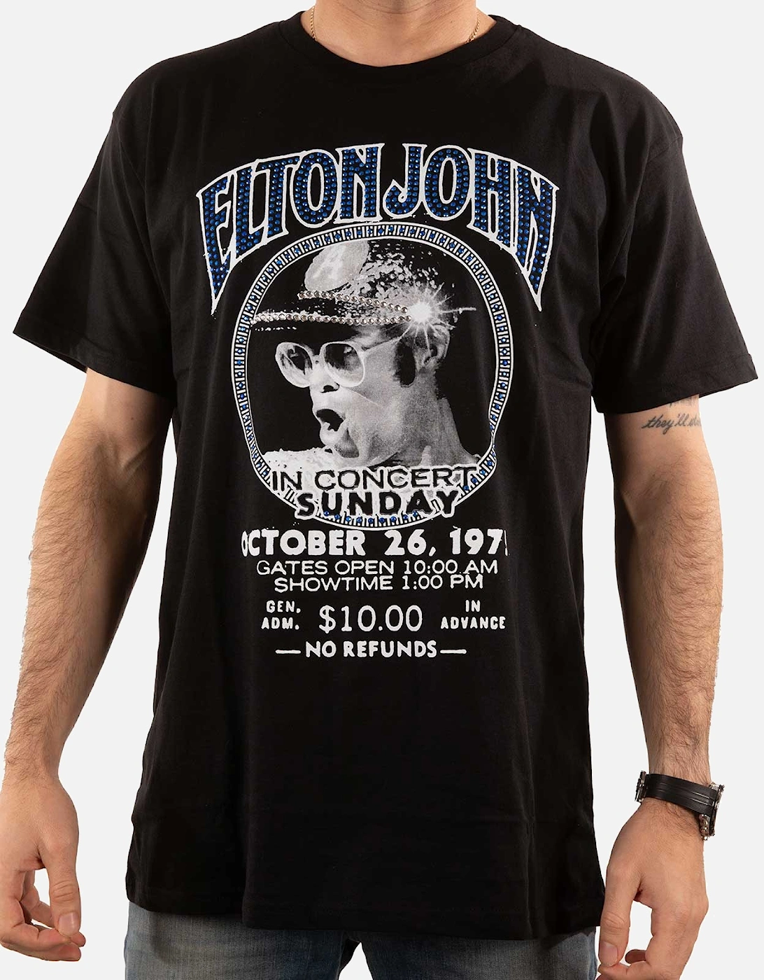 Elton John Unisex Adult In Concert Embellished T-Shirt