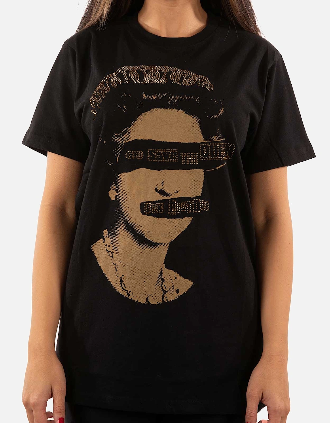 Unisex Adult God Save The Queen Embellished T-Shirt