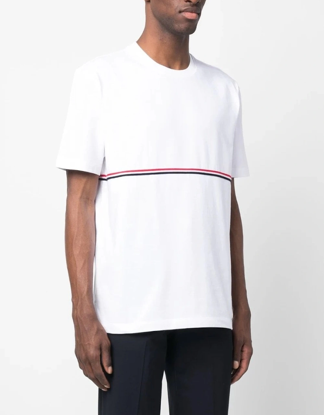 RWB Stripe Med Weight Tee White