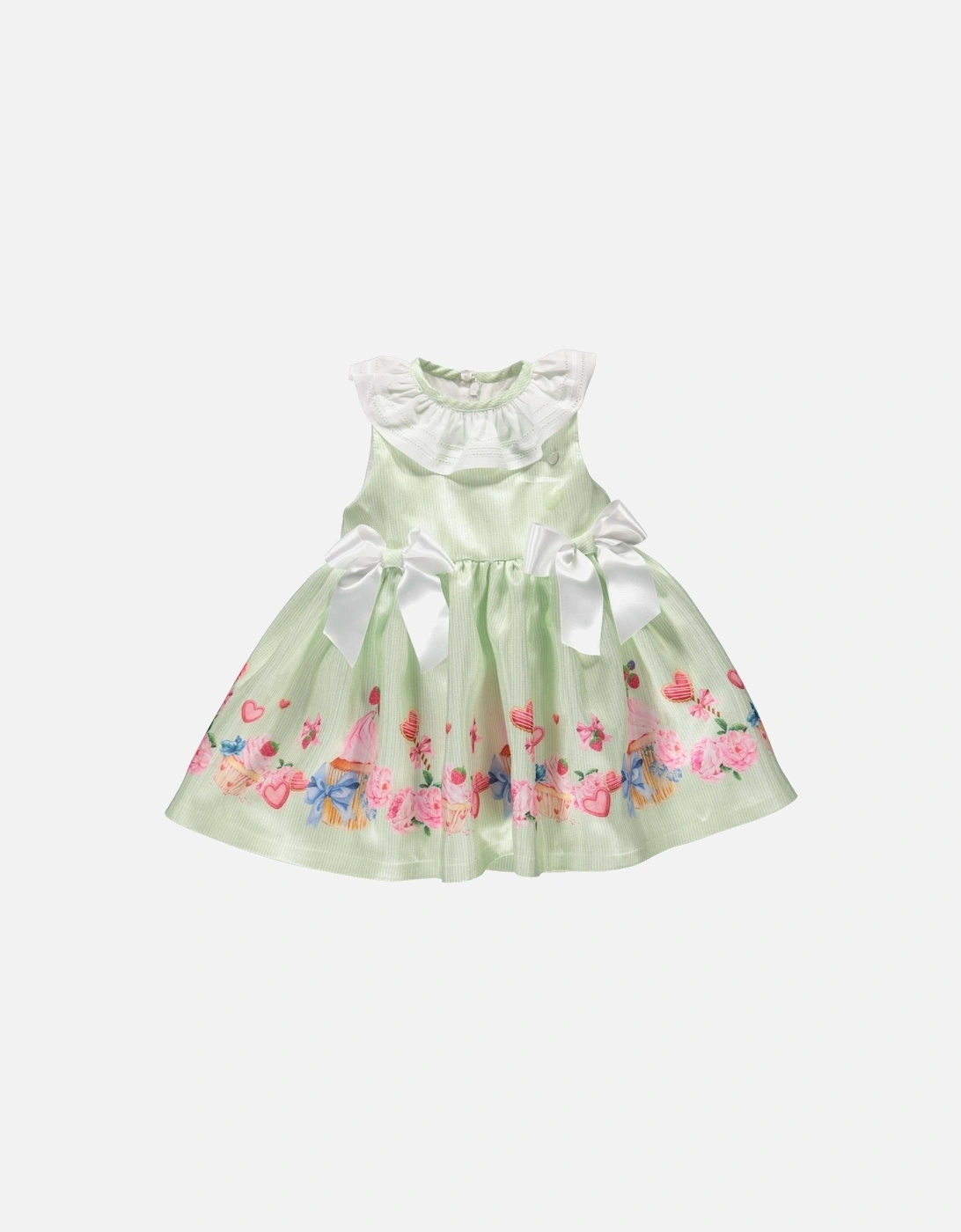 Baby Girls Green Floral Dress, 3 of 2