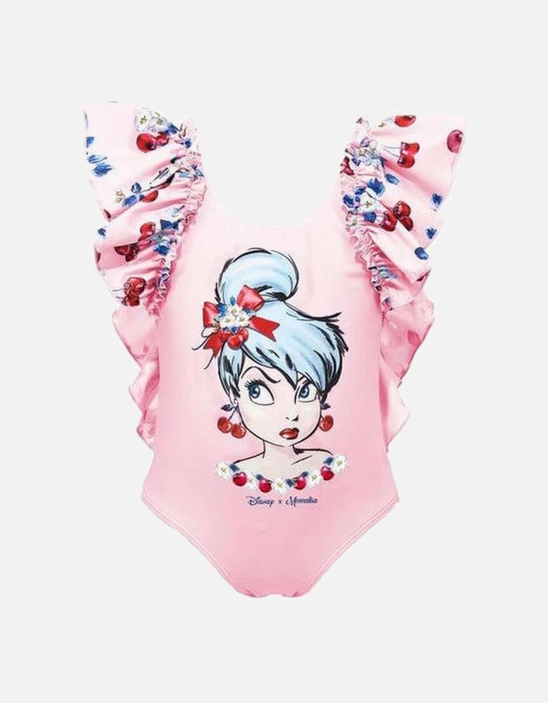 Girls Pink Tinkerbell Swimming Costume