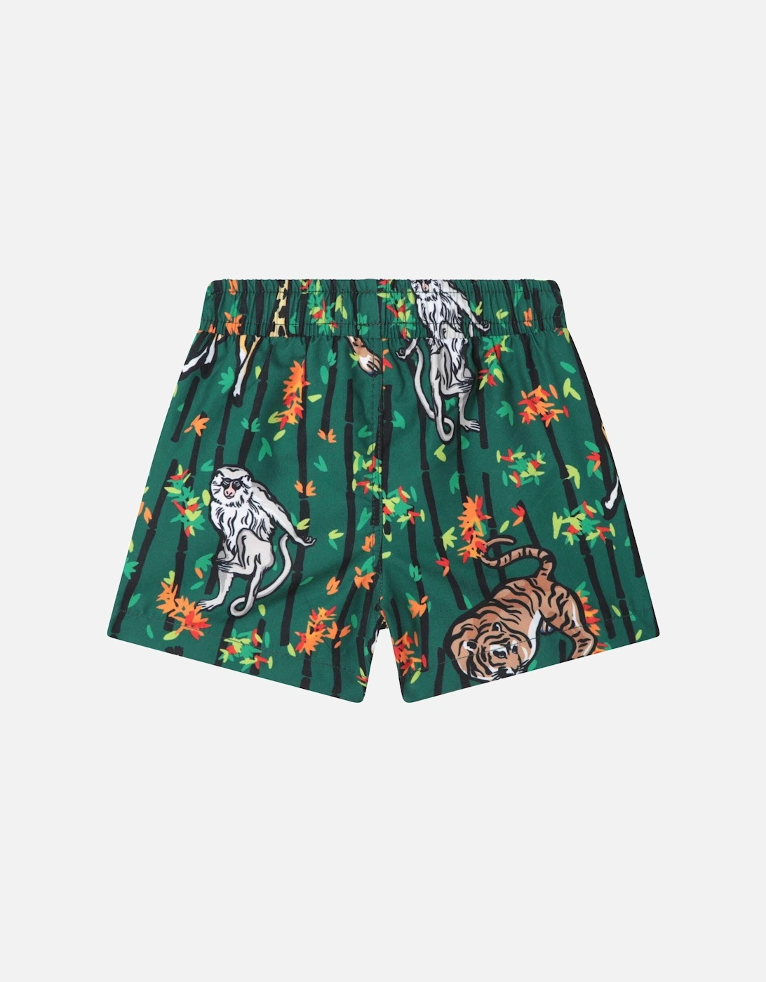 Baby Boys Green Bamboo Tiger Swim Shorts