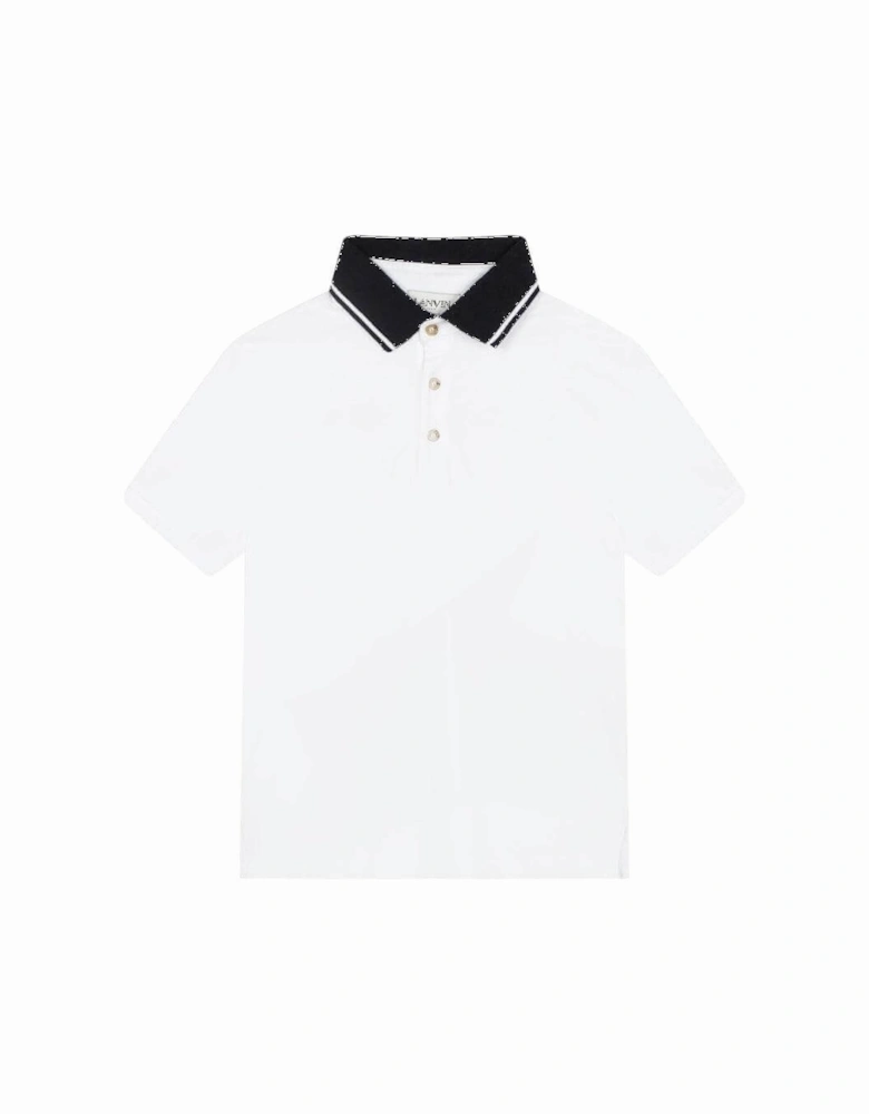 Boys White Short Sleeve Cotton Polo Shirt