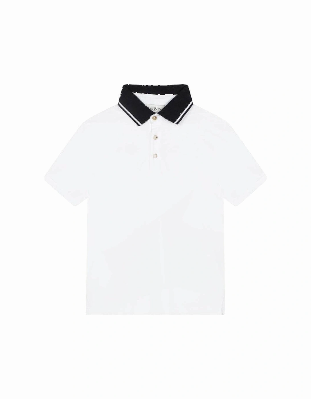 Boys White Short Sleeve Cotton Polo Shirt, 4 of 3